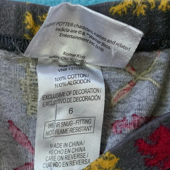 HARRY POTTER Warner Bros. Gryffindor pajama pants elastic waistband size 6 - Picture 4 of 7